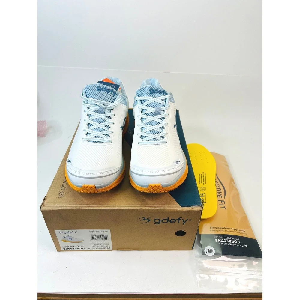 gdefy Mighty Walk Mens 10.5 White Blue Orange VersoShock Sneakers TB9024MUO NEW